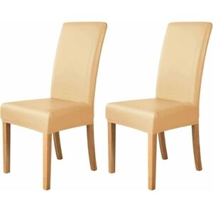 PU Leather Waterproof Stretch Dining Chair Covers, Chair Protector, 2 Beige